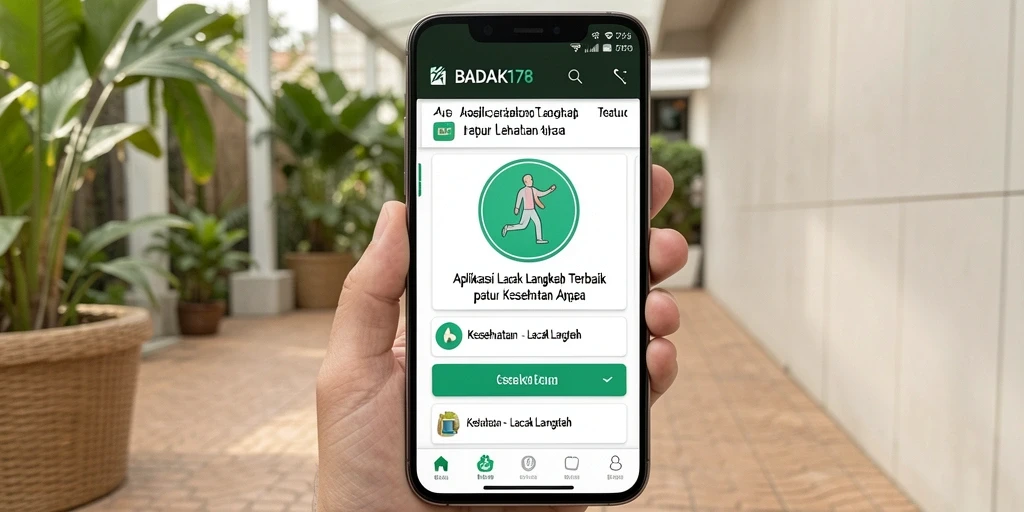 Antarmuka BADAK178 menampilkan data langkah harian secara jelas dan menarik.
