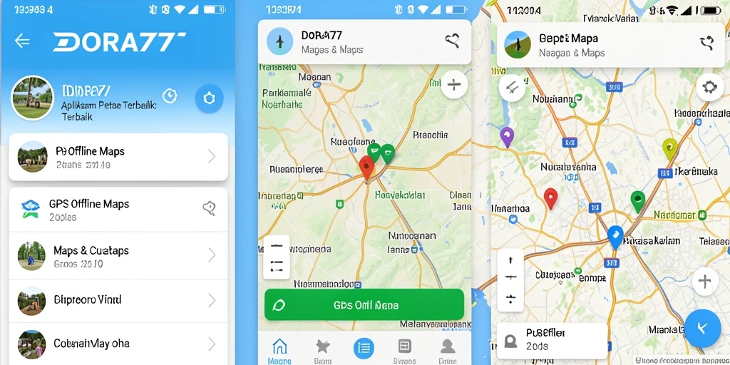 Tampilan antarmuka utama DORA77 untuk navigasi peta offline.