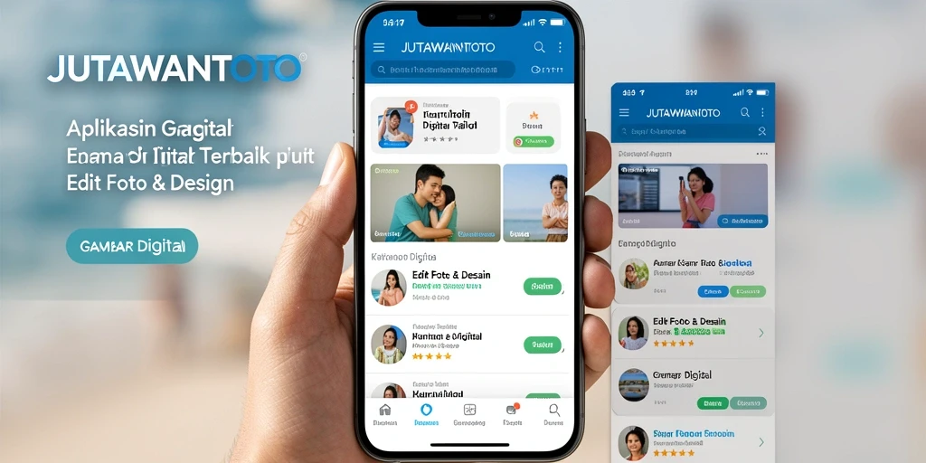 Antarmuka menarik JUTAWANTOTO untuk pengeditan foto digital.