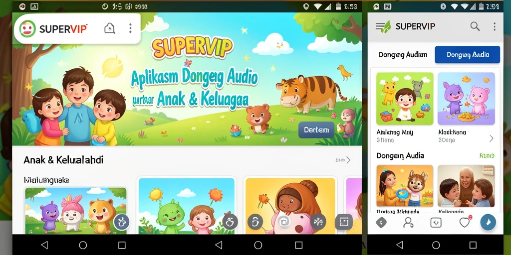 Tampilan antarmuka SUPERVIP yang ramah anak dan menawan.