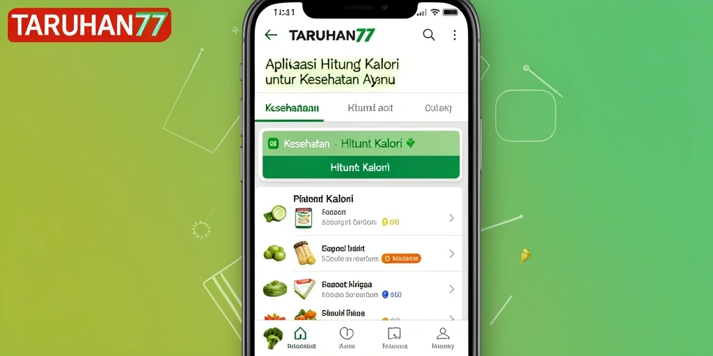 Antarmuka aplikasi TARUHAN77 yang menampilkan fitur Hitung Kalori.